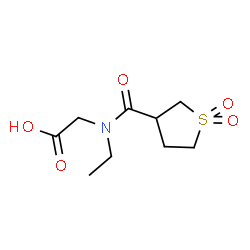 ChemSpider 2D Image | N-[(1,1-Dioxidotetrahydro-3-thiophenyl)carbonyl]-N-ethylglycine | C9H15NO5S