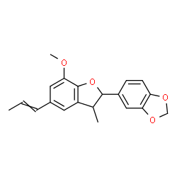 ChemSpider 2D Image | 5-[7-Methoxy-3-methyl-5-(1-propen-1-yl)-2,3-dihydro-1-benzofuran-2-yl]-1,3-benzodioxole | C20H20O4