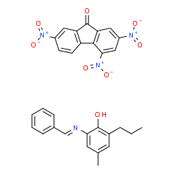ChemSpider 2D Image | 2,4,7-Trinitro-9H-fluoren-9-one - 2-[(E)-benzylideneamino]-4-methyl-6-propylphenol (1:1) | C30H24N4O8