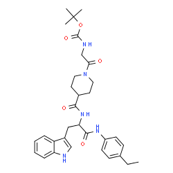 ChemSpider 2D Image | N-(4-Ethylphenyl)-Nalpha-{[1-(N-{[(2-methyl-2-propanyl)oxy]carbonyl}glycyl)-4-piperidinyl]carbonyl}tryptophanamide | C32H41N5O5