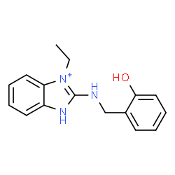 ChemSpider 2D Image | 3-Ethyl-2-[(2-hydroxybenzyl)amino]-1H-3,1-benzimidazol-3-ium | C16H18N3O