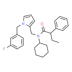 ChemSpider 2D Image | N-Cyclohexyl-N-{[1-(3-fluorobenzyl)-1H-pyrrol-2-yl]methyl}-2-phenylbutanamide | C28H33FN2O