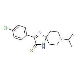 ChemSpider 2D Image | 3-(4-Chlorophenyl)-8-isopropyl-1,4,8-triazaspiro[4.5]dec-3-ene-2-thione | C16H20ClN3S