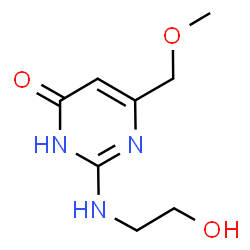 ChemSpider 2D Image | 2-[(2-Hydroxyethyl)amino]-6-(methoxymethyl)-4(1H)-pyrimidinone | C8H13N3O3