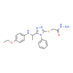 ChemSpider 2D Image | 2-[(5-{1-[(4-Ethoxyphenyl)amino]ethyl}-4-phenyl-4H-1,2,4-triazol-3-yl)sulfanyl]acetohydrazide | C20H24N6O2S