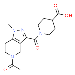 ChemSpider 2D Image | 1-(5-Acetyl-1-methyl-4,5,6,7-tetrahydro-1H-pyrazolo[4,3-c]pyridine-3-carbonyl)piperidine-4-carboxylic acid | C16H22N4O4