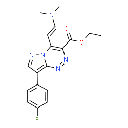 ChemSpider 2D Image | Ethyl 4-[(E)-2-(dimethylamino)vinyl]-8-(4-fluorophenyl)pyrazolo[5,1-c][1,2,4]triazine-3-carboxylate | C18H18FN5O2