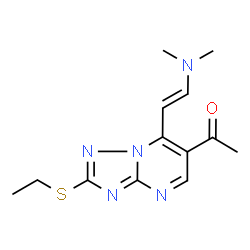ChemSpider 2D Image | 1-{7-[(E)-2-(Dimethylamino)vinyl]-2-(ethylsulfanyl)[1,2,4]triazolo[1,5-a]pyrimidin-6-yl}ethanone | C13H17N5OS