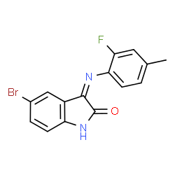 ChemSpider 2D Image | (3Z)-5-Bromo-3-[(2-fluoro-4-methylphenyl)imino]-1,3-dihydro-2H-indol-2-one | C15H10BrFN2O