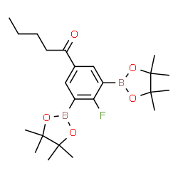 ChemSpider 2D Image | 1-[4-Fluoro-3,5-bis(4,4,5,5-tetramethyl-1,3,2-dioxaborolan-2-yl)phenyl]-1-pentanone | C23H35B2FO5