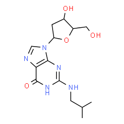 ChemSpider 2D Image | 9-(2-Deoxypentofuranosyl)-2-(isobutylamino)-1,9-dihydro-6H-purin-6-one | C14H21N5O4