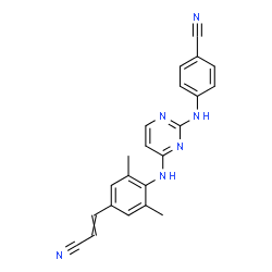 ChemSpider 2D Image | 4-{[4-({4-[(E)-2-Cyanovinyl]-2,6-dimethylphenyl}amino)-2-pyrimidinyl]amino}benzonitrile | C22H18N6