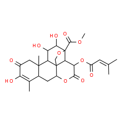 ChemSpider 2D Image | Methyl 3,11,12-trihydroxy-15-[(3-methyl-2-butenoyl)oxy]-2,16-dioxo-13,20-epoxypicras-3-en-21-oate | C26H32O11