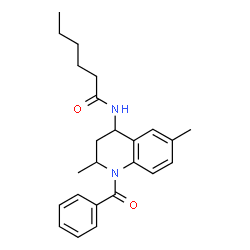 ChemSpider 2D Image | N-(1-Benzoyl-2,6-dimethyl-1,2,3,4-tetrahydro-4-quinolinyl)hexanamide | C24H30N2O2