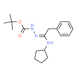 ChemSpider 2D Image | 2-Methyl-2-propanyl (2E)-2-[1-(cyclopentylamino)-2-phenylethylidene]hydrazinecarboxylate | C18H27N3O2
