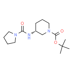 ChemSpider 2D Image | TERT-BUTYL (3R)-3-[(PYRROLIDINE-1-CARBONYL)AMINO]PIPERIDINE-1-CARBOXYLATE | C15H27N3O3