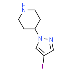 ChemSpider 2D Image | 4-(4-Iodo-1H-pyrazol-1-yl)piperidine | C8H12IN3