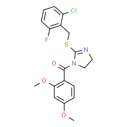 ChemSpider 2D Image | {2-[(2-Chloro-6-fluorobenzyl)sulfanyl]-4,5-dihydro-1H-imidazol-1-yl}(2,4-dimethoxyphenyl)methanone | C19H18ClFN2O3S