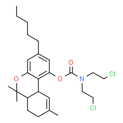 ChemSpider 2D Image | 6,6,9-Trimethyl-3-pentyl-6a,7,8,10a-tetrahydro-6H-benzo[c]chromen-1-yl bis(2-chloroethyl)carbamate | C26H37Cl2NO3