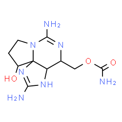 ChemSpider 2D Image | (2,6-Diamino-10-hydroxy-3a,4,9,10-tetrahydro-1H,8H-pyrrolo[1,2-c]purin-4-yl)methyl carbamate | C10H17N7O3