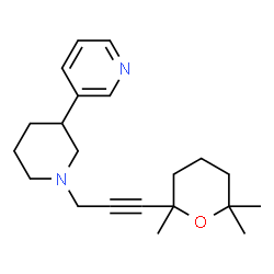 ChemSpider 2D Image | 3-{1-[3-(2,6,6-Trimethyltetrahydro-2H-pyran-2-yl)-2-propyn-1-yl]-3-piperidinyl}pyridine | C21H30N2O