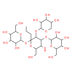ChemSpider 2D Image | Hexopyranosyl hexopyranosyl-(1->3)-[pentopyranosyl-(1->2)]-1-C-propylhexopyranoside | C26H46O20