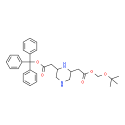 ChemSpider 2D Image | [(2-Methyl-2-propanyl)oxy]methyl trityl 2,2'-(2,6-piperazinediyl)diacetate | C32H38N2O5