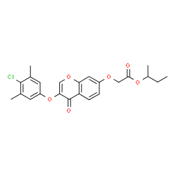 ChemSpider 2D Image | sec-Butyl {[3-(4-chloro-3,5-dimethylphenoxy)-4-oxo-4H-chromen-7-yl]oxy}acetate | C23H23ClO6