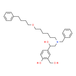 ChemSpider 2D Image | 4-(2-(benzyl(6-(4-phenylbutoxy)hexyl)amino)-1-hydroxyethyl)-2-(hydroxymethyl)phenol | C32H43NO4