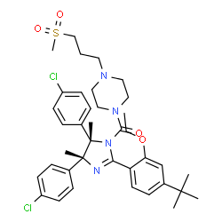 ChemSpider 2D Image | [(4r,5s)-4,5-bis(4-chlorophenyl)-2-[4-(1,1-dimethylethyl)-2-ethoxyphenyl]-4,5-dihydro-4,5-dimethyl-1h-imidazol-1-yl][4-[3-(methylsulfonyl)propyl]-1-piperazinyl]methanone | C38H48Cl2N4O4S
