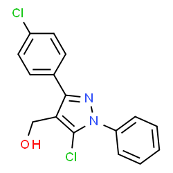 ChemSpider 2D Image | 5-CHLORO-3-(4-CHLOROPHENYL)-1-PHENYL-1H-PYRAZOLE-4-METHANOL | C16H12Cl2N2O
