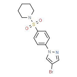 ChemSpider 2D Image | 1-[[4-(4-Bromo-1H-pyrazol-1-yl)phenyl]sulfonyl]piperidine | C14H16BrN3O2S