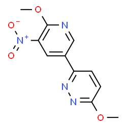 ChemSpider 2D Image | 3-Methoxy-6-(6-methoxy-5-nitro-3-pyridinyl)pyridazine | C11H10N4O4