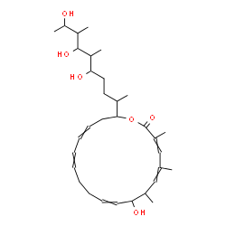 ChemSpider 2D Image | 8-Hydroxy-3,5,7-trimethyl-18-(5,7,9-trihydroxy-6,8-dimethyl-2-decanyl)oxacyclooctadeca-3,5,9,13,15-pentaen-2-one | C32H52O6