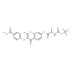 ChemSpider 2D Image | Methyl 4-({2-methyl-7-[(N-{[(2-methyl-2-propanyl)oxy]carbonyl}alanyl)oxy]-4-oxo-4H-chromen-3-yl}oxy)benzoate | C26H27NO9