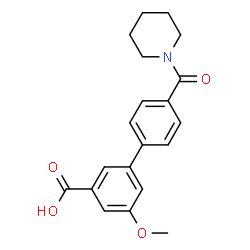 ChemSpider 2D Image | 5-Methoxy-4'-(1-piperidinylcarbonyl)-3-biphenylcarboxylic acid | C20H21NO4