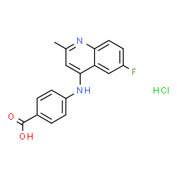 ChemSpider 2D Image | 4-[(6-Fluoro-2-methyl-4-quinolinyl)amino]benzoic acid hydrochloride (1:1) | C17H14ClFN2O2