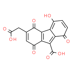 ChemSpider 2D Image | 3-(Carboxymethyl)-5-hydroxy-1,4,8-trioxo-4,8-dihydro-1H-fluorene-9-carboxylic acid | C16H8O8