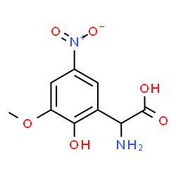 ChemSpider 2D Image | Amino(2-hydroxy-3-methoxy-5-nitrophenyl)acetic acid | C9H10N2O6