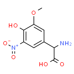 ChemSpider 2D Image | Amino(4-hydroxy-3-methoxy-5-nitrophenyl)acetic acid | C9H10N2O6