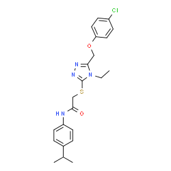 ChemSpider 2D Image | 2-({5-[(4-Chlorophenoxy)methyl]-4-ethyl-4H-1,2,4-triazol-3-yl}sulfanyl)-N-(4-isopropylphenyl)acetamide | C22H25ClN4O2S