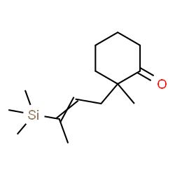 ChemSpider 2D Image | 2-Methyl-2-[3-(trimethylsilyl)-2-buten-1-yl]cyclohexanone | C14H26OSi