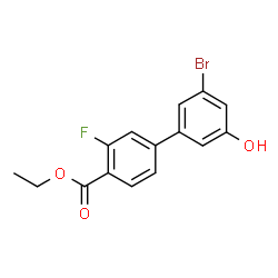 ChemSpider 2D Image | Ethyl 3'-bromo-3-fluoro-5'-hydroxy-4-biphenylcarboxylate | C15H12BrFO3