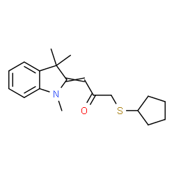 ChemSpider 2D Image | 1-(Cyclopentylsulfanyl)-3-(1,3,3-trimethyl-1,3-dihydro-2H-indol-2-ylidene)acetone | C19H25NOS