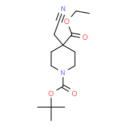 ChemSpider 2D Image | 1-tert-Butyl 4-ethyl 4-(cyanomethyl)piperidine-1,4-dicarboxylate | C15H24N2O4