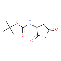 ChemSpider 2D Image | 2-Methyl-2-propanyl [(3R)-2,5-dioxo-3-pyrrolidinyl]carbamate | C9H14N2O4