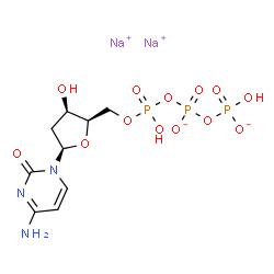 ChemSpider 2D Image | Disodium 4-amino-1-{2-deoxy-5-O-[hydroxy({[(hydroxyphosphinato)oxy]phosphinato}oxy)phosphoryl]-beta-D-threo-pentofuranosyl}-2(1H)-pyrimidinone | C9H14N3Na2O13P3