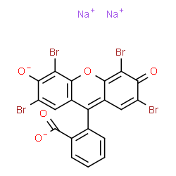 ChemSpider 2D Image | Disodium 2-(2,4,5,7-tetrabromo-6-oxido-3-oxo-3H-xanthen-9-yl)benzoate | C20H6Br4Na2O5
