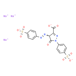 ChemSpider 2D Image | Trisodium 5-oxo-1-(4-sulfonatophenyl)-4-[(E)-(4-sulfonatophenyl)diazenyl]-4,5-dihydro-1H-pyrazole-3-carboxylate | C16H9N4Na3O9S2