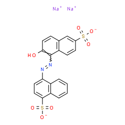 ChemSpider 2D Image | Disodium 4-[(E)-(2-hydroxy-6-sulfonato-1-naphthyl)diazenyl]-1-naphthalenesulfonate | C20H12N2Na2O7S2